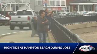 High tide video: Waves crash ashore at Hampton Beach with Jose offshore