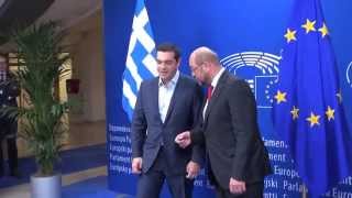 Alexis Tsipras meeting Martin Schulz & Dimitrios Papadimoulis - EU Parliament