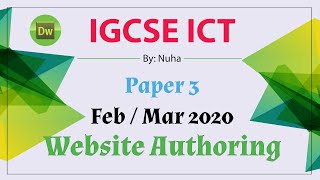 IGCSE ICT Feb Mar 2020 Paper 3 Website Authoring Dreamweaver