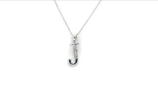 Silverona 0.10CTW Genuine White Cubic Zircon Alphabet Letter J .925 Sterling Silver Pendant