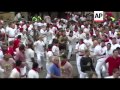 tres corneados en el primer encierro de toros en san fermin