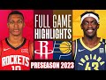 Indiana Pacers Vs Houston Rockets Full Game Highlights  NBA Preseason 2023