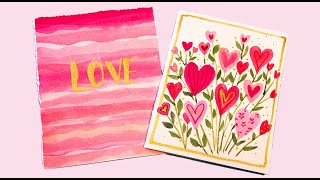 Easy Valentines Cards/ Handmade Cards in less than 10 minutes!!/Watercolor Painting