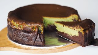 Matcha Chocolate Basque Burnt Cheesecake 抹茶巧克力烧焦起司蛋糕 双层烧焦芝士蛋糕 8寸乳酪蛋糕