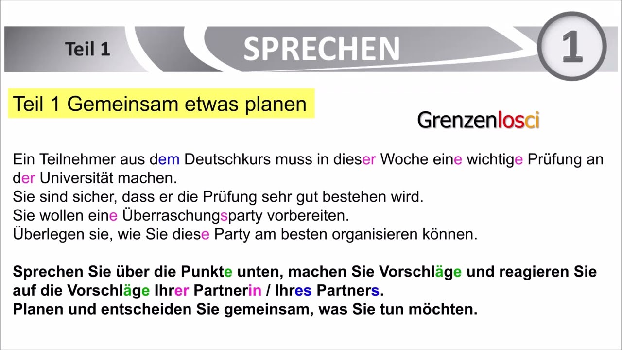 Goethe Zertifikat Sprechen B1 Teil 1 Gemeinsam Etwas Planen - YouTube