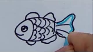 Learn how to draw fish |  Colouring,  , Painting, Outline for kids &Toddlers