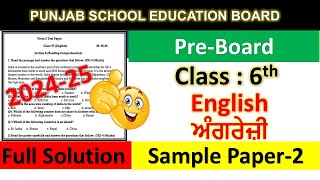 PSEB Class 6th English Preboard Sample Paper solution 2025