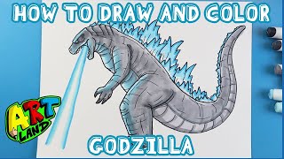 How to Draw and Color GODZILLA!!!