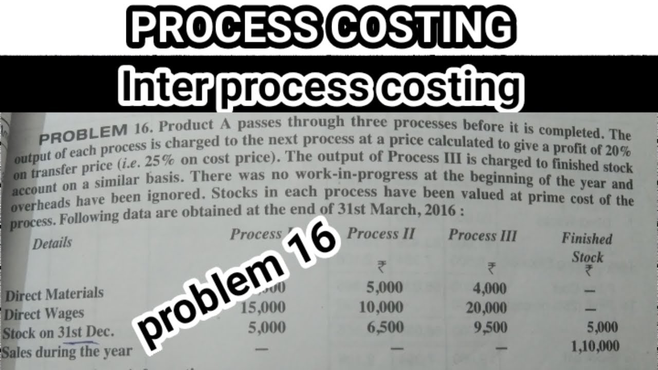 #16 Process Costing -B.com | Inter Process Profit | Practical Problems ...