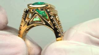 Copy of Geometric Dazzle 7.48tcw Colombian Emerald \u0026 Diamond Cocktail Ring 14k