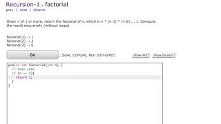 Java: Finding factorial using recursion