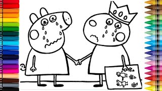 How to draw Peppa pig and Suzy Sheep Saying Goodbye🐷😭| Drawings for kids