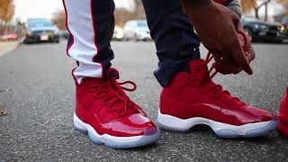 gym red 11s on feet