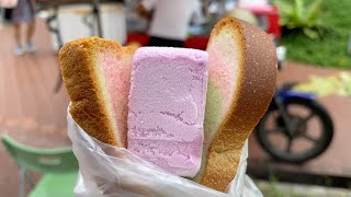 Rainbow Bread Ice Cream  |  Singapore Street Food