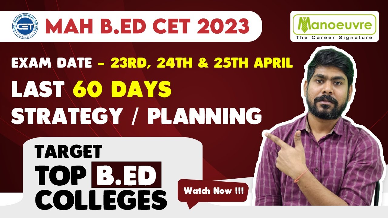 MAH B.EDCET 2023 - Last 60 Days Strategy/Planning | Target Top B.ED ...