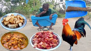 COUNTRY CHICKEN with KHAM POTATO curry delicious cooking grandpa || desi chicken recipe