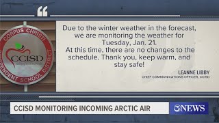 Area schools monitor incoming arctic air