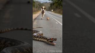 One snake is chasing two dogs #shortvideo #dog #animals