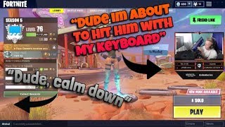 Tfue hits Myth with his keyboard.. Tfue shows how to use clingers like a man