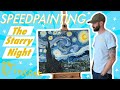 How to paint The Starry Night by Vincent Van Gogh. Timelapse oil painting.