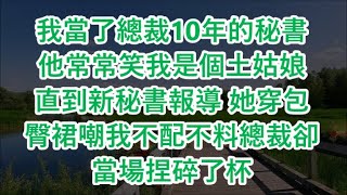 我當了總裁10年的秘書他常常笑我是個土姑娘 直到新秘書報導 她穿包臀裙嘲我不配不料總裁卻當場捏碎了杯