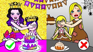 OMG! Mom Still Remembers Your Birthday - Poor Rapunzel VS Rich Raquelle | DIY Paper Dolls & Cartoon