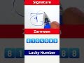 Zarmeen Signature and Lucky Number