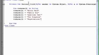 VB NET Tutorial 35 Arrays Visual Basic 2008 2010