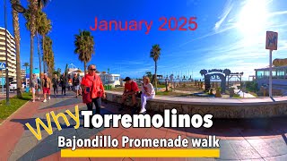 Torremolinos.🇪🇸Bajondillo Promenade Walk – January 2025 Coastal Views 🌊🚶‍♂️