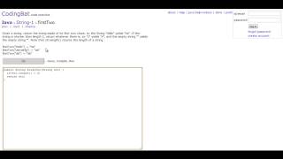 Coding Bat - Java String Tutorial firstTwo