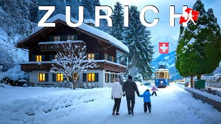 ZURICH SWITZERLAND, Relaxing Walking Tour in the Snow Zurich's Winter Wonderland 🇨🇭