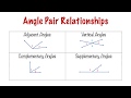 Angle Pair Relationships: Adjacent, Vertical, Complementary, Supplementary