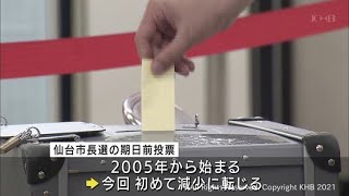 仙台市長選挙の期日前投票　前回比28.9％減少（20210801OA)