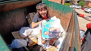 Dumpster Diving at Student Apartments - Tons of Snacks, Clothes, and Records!