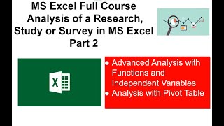 MS Excel Full Course|Analysis of Research, Study or Survey in MS Excel|Part 2 #dataanalysis