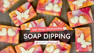 Soap Dip Technique: Paint Pour Inspired Cold Process Soap Design with Natural Colors