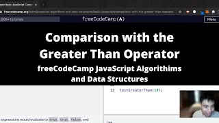 Comparison with the Greater Than Operator (Basic JavaScript) freeCodeCamp tutorial