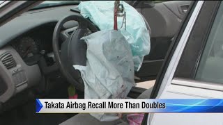 Takata airbag recall more than doubles