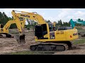 เดินข้ามคลอง kobelco sk200 10 vs komatsu pc210 10mo ลงน้ำ excavator ep.5090