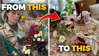 Easy DIY Holiday Centerpiece UNDER $30!  (Using Grocery Store Flowers!) | Julie Khuu