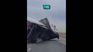 Extreme Wind Flips Semi Truck: Heart-Stopping Moment Caught on Cam!  #ExtremeWeather#TruckFlip