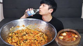 Real Mukbang :: Bibimbap, Doenjang-jjigae, and soju. Eating Show REAL SOUND ASMR