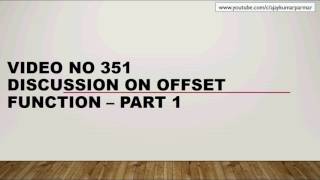 Learn Excel - Video 351 - OFFSET Function Introduction - Part1