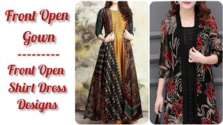 Front open shirt dress designs || Stylish front open gown || Double shirt dress designs 2021