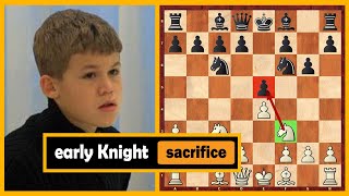 Unbelievable! 11 Year Old Carlsen Sacrifices His Knight On Move 5