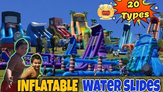 *WORLD* BIGGEST INFLATABLE WATER SLIDES EVER? FULL OF 20 TYPES OF INFLATABLE WATER SLIDES!!!