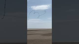 HQ Stormy Pete speed kite with 150' b+w tube tail in 22-27mph wind at Lytham St Anne's