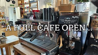 POV- Barista opens up a cafe **FULL OPEN**