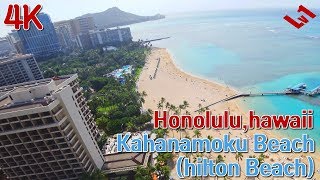 4K | Honolulu oahu | Hawaii |  kahanamoku beach (hilton beach)