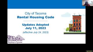 Renting in Tacoma: Online Information Session video - December 4, 2023